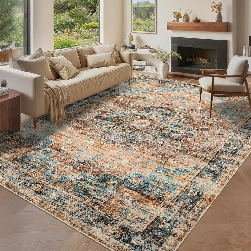 Washable Vintage Living Room Area Rug Machine
