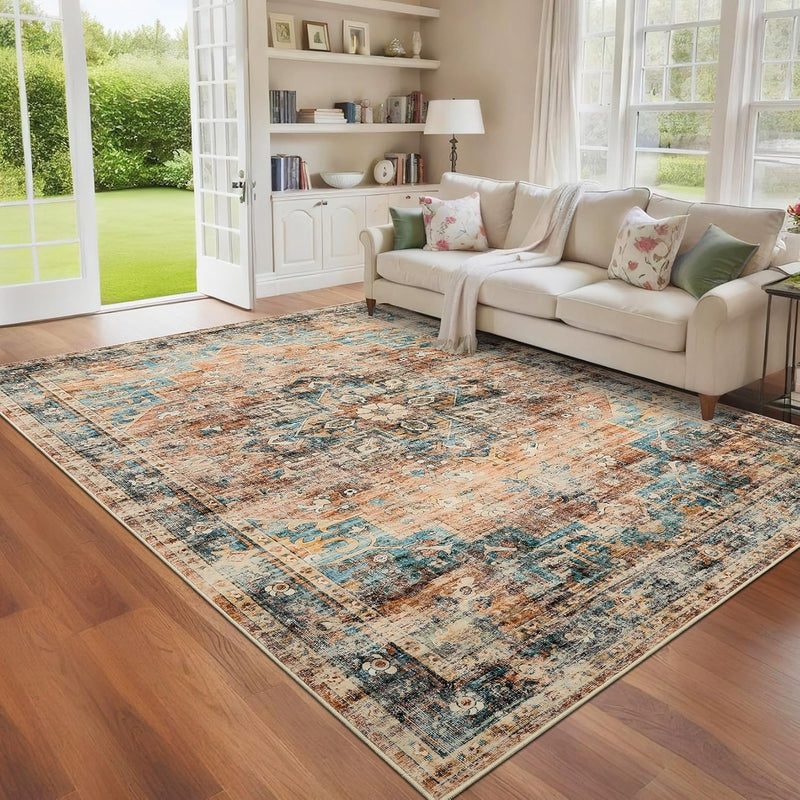 Washable Vintage Living Room Area Rug Machine