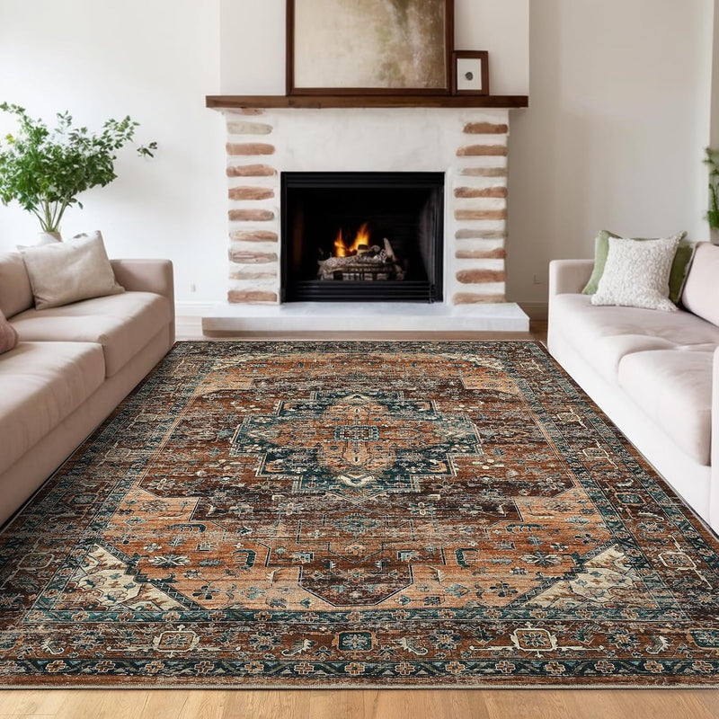 Washable Vintage Living Room Area Rug Machine