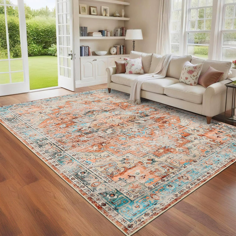 Washable Vintage Living Room Area Rug Machine