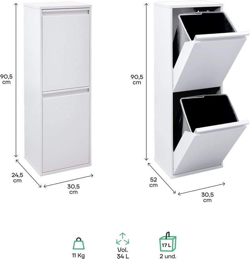 Waste Separation and Recycling Bin in Steel