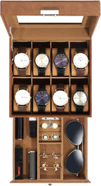 Watch Box 12 Slots 2-Tier Storage with Key