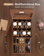 Watch Box 12 Slots 2-Tier Storage with Key
