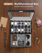 Watch Box 12 Slots 2-Tier Storage with Key