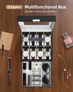 Watch Box 12 Slots 2-Tier Storage with Key