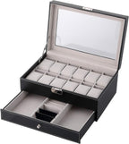 Watch Box 12 Slots 2-Tier Storage with Key