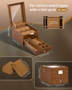 Watch Box 12 Slots 2-Tier Storage with Key