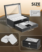 Watch Box 12 Slots 2-Tier Storage with Key