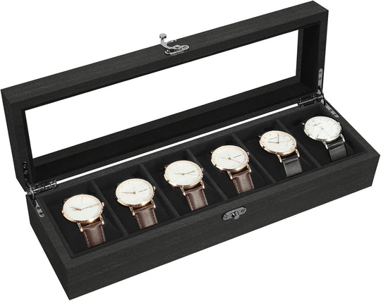 Watch Box 6 Slots Solid Wood Case Display
