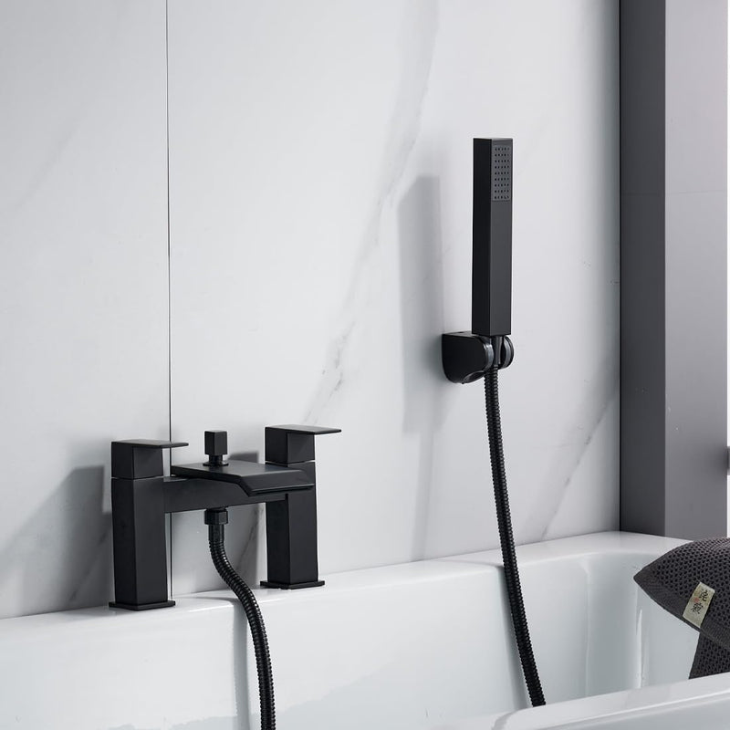 Waterfall Bath Mixer Tap Bathroom Square Monobloc Double