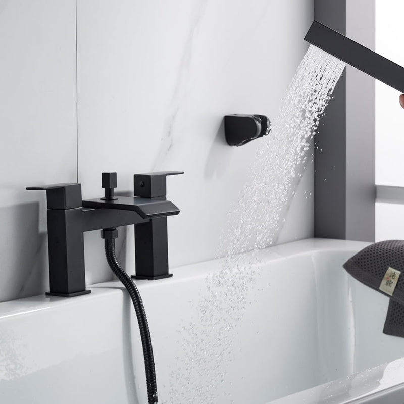 Waterfall Bath Mixer Tap Bathroom Square Monobloc Double