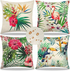 Waterproof Cushion Cover Tropical Plant Pattern (Set of 4)