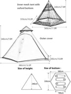 Waterproof Double Layers Camping Indian Tipi Tent Yurt