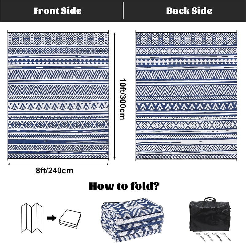 Waterproof Outdoor Rug Reversible Large Straw Garden Mat