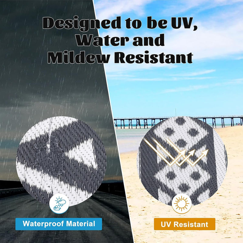 Waterproof Outdoor Rug Reversible Large Straw Garden Mat