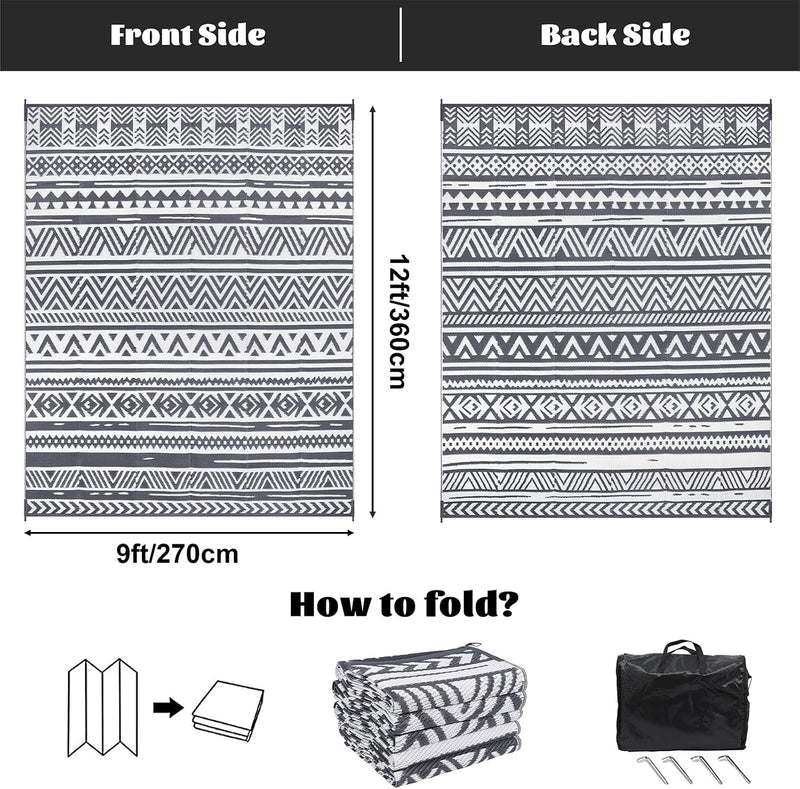 Waterproof Outdoor Rug Reversible Large Straw Garden Mat