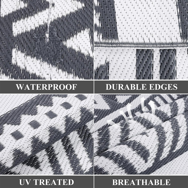 Waterproof Outdoor Rug Reversible Large Straw Garden Mat