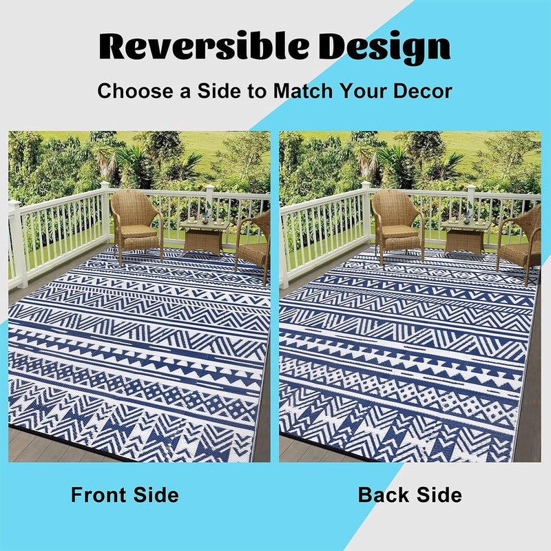 Waterproof Outdoor Rug Reversible Large Straw Garden Mat