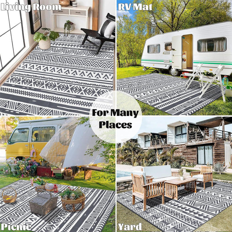 Waterproof Outdoor Rug Reversible Large Straw Garden Mat