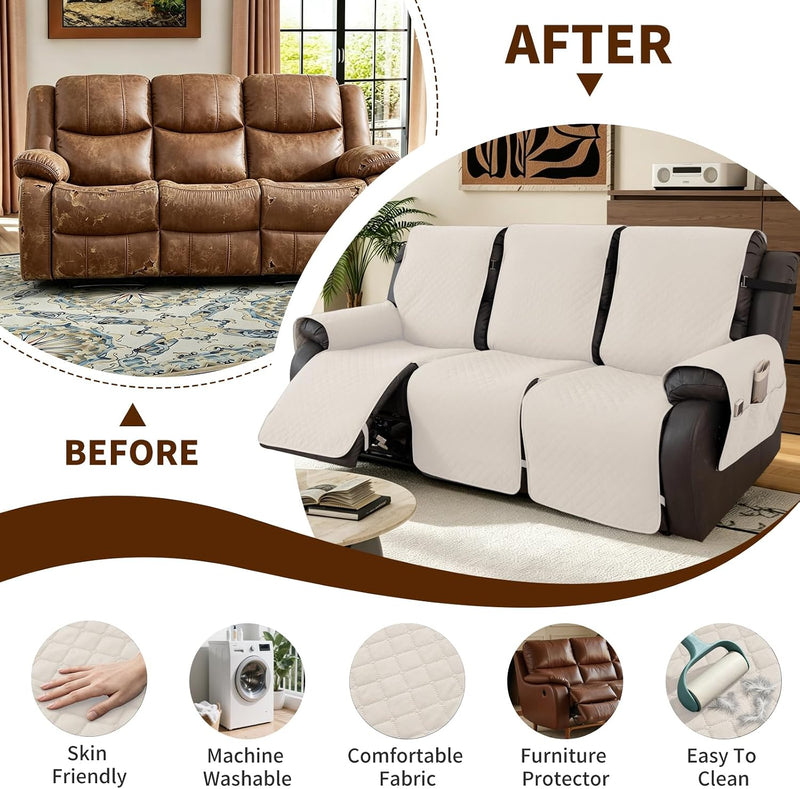Waterproof Recliner Chair Cover Non-Slip Covers with Side