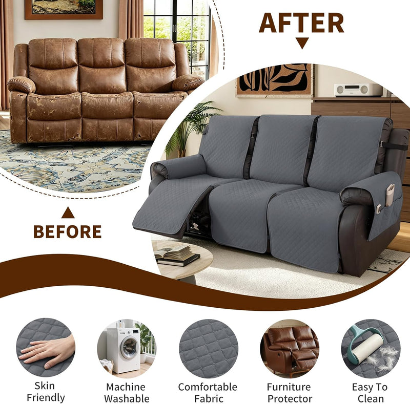 Waterproof Recliner Chair Cover Non-Slip Covers with Side