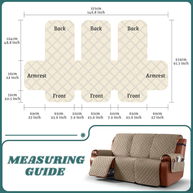 Waterproof Recliner Couch Covers 1-Piece Sofa