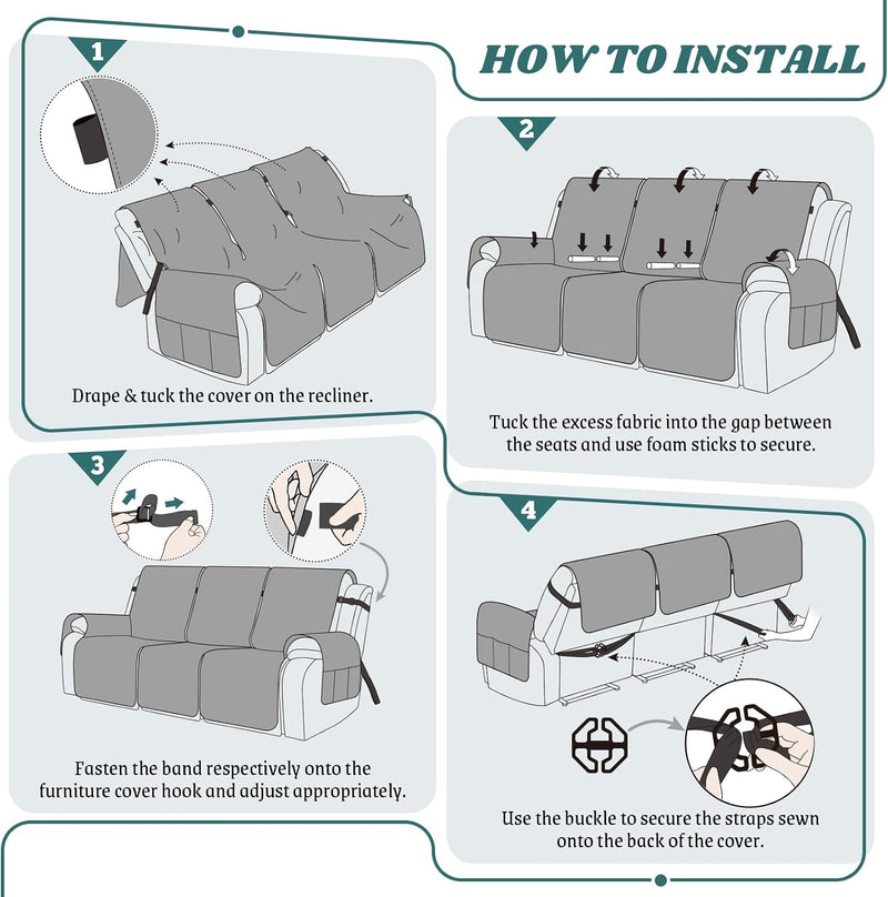 Waterproof Recliner Couch Covers 1-Piece Sofa