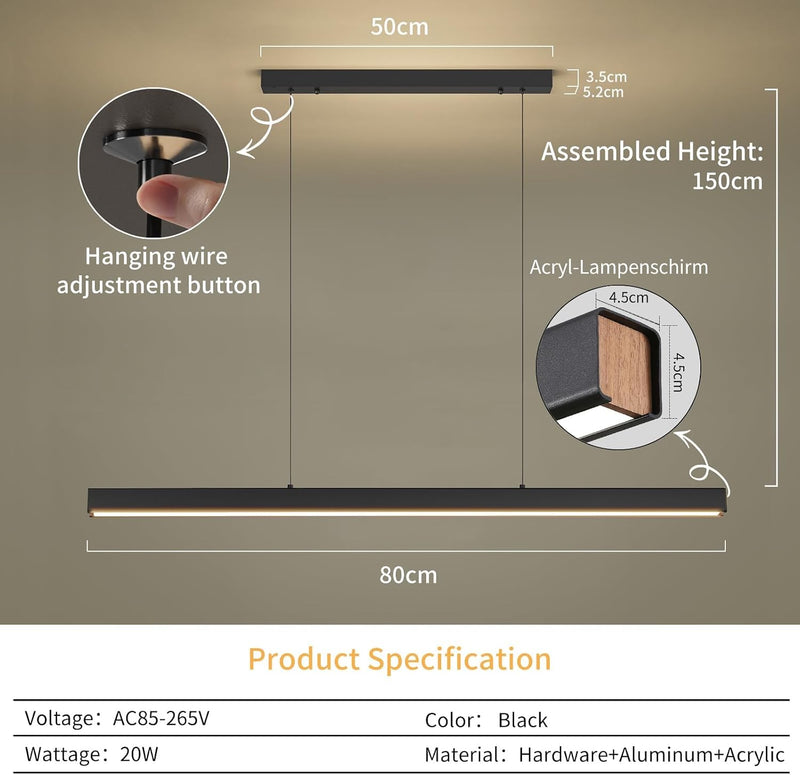 Wave Pendant Light 10%-100% Dimmable Remote Control