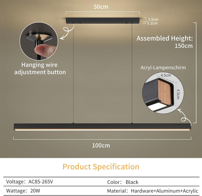 Wave Pendant Light 10%-100% Dimmable Remote Control