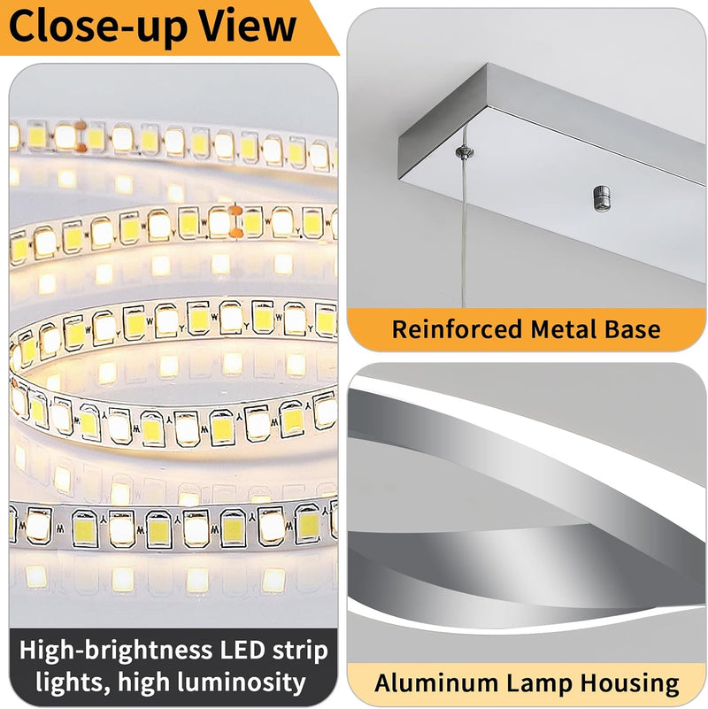 Wave Pendant Light 10%-100% Dimmable Remote Control