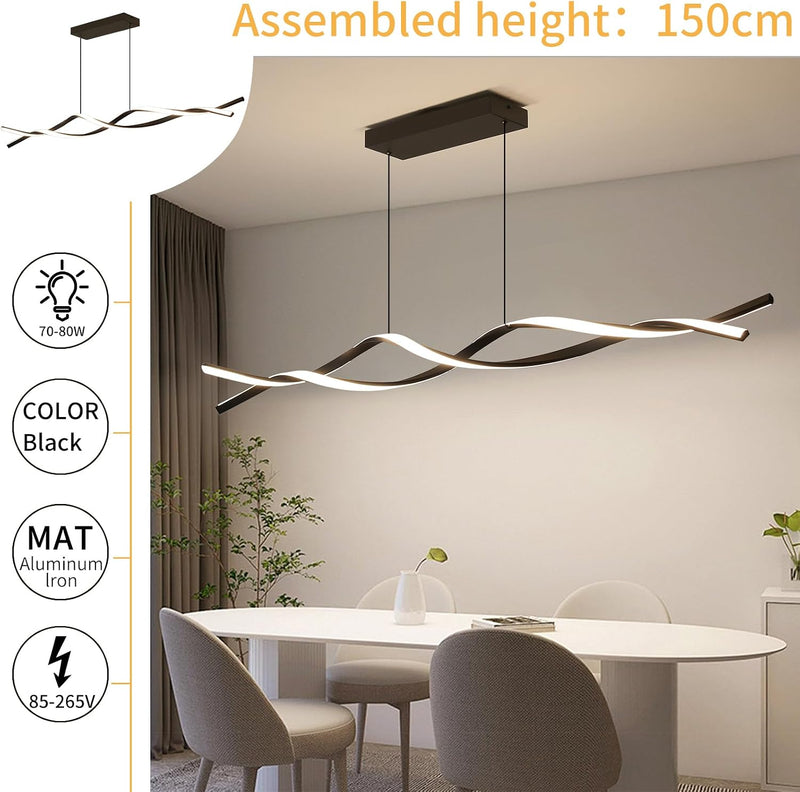Wave Pendant Light 10%-100% Dimmable Remote Control