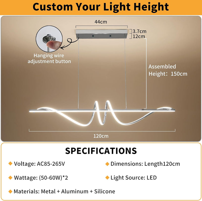 Wave Pendant Light 10%-100% Dimmable Remote Control