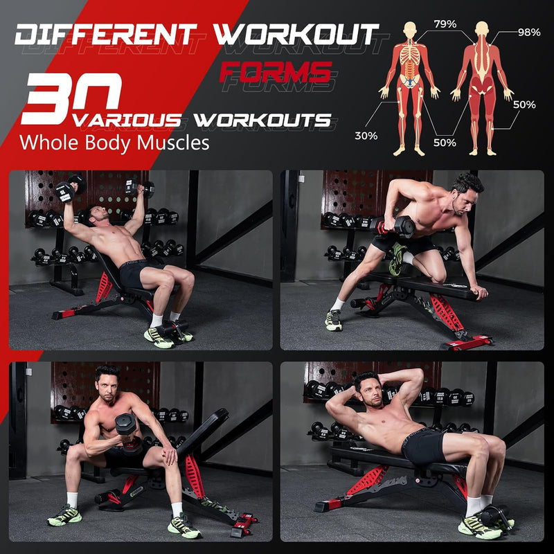 Weight Bench Adjustable Workout for Home 1500lbs Capacity