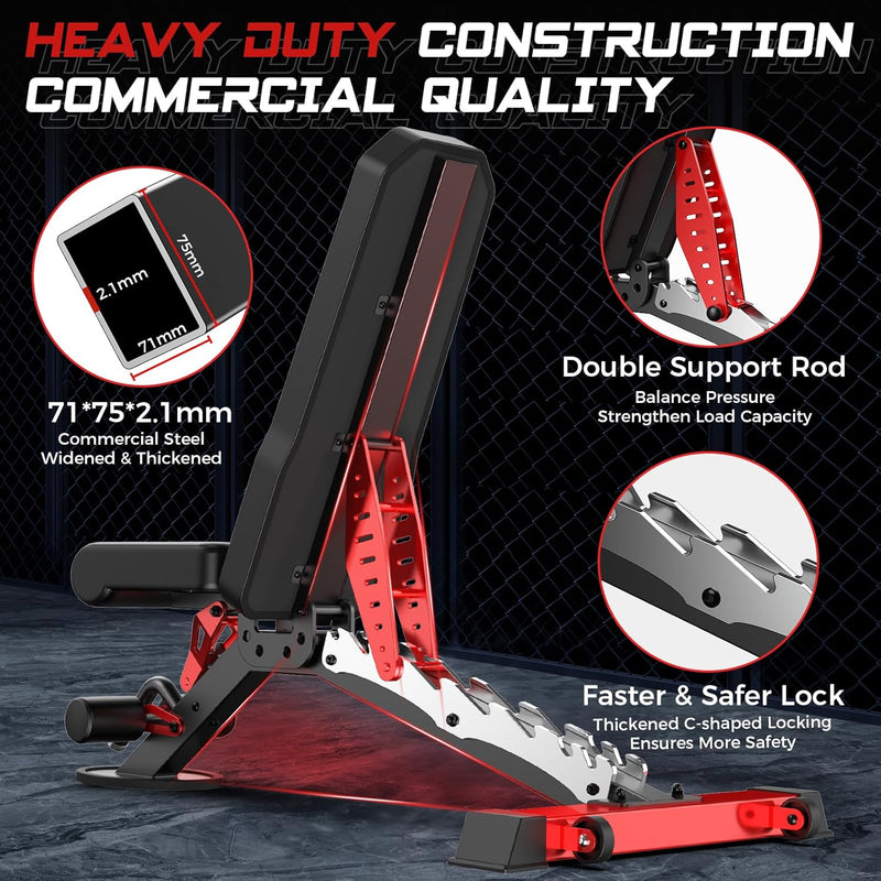 Weight Bench Adjustable Workout for Home 1500lbs Capacity
