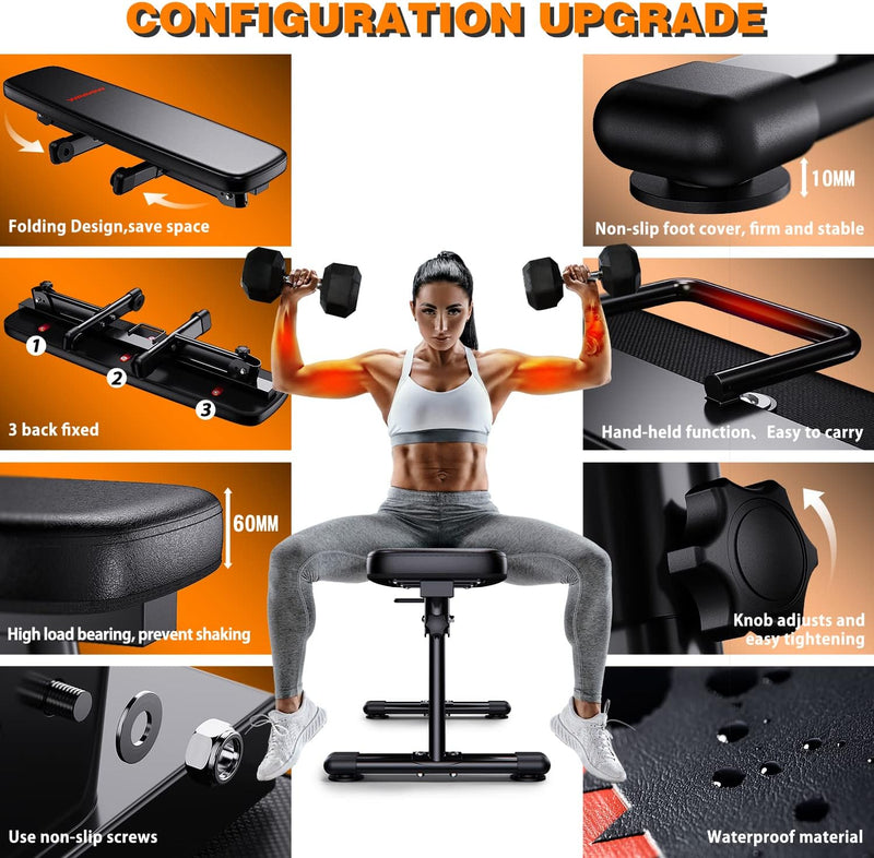 Weight Bench Folding Workout with Carrying Handle Flat