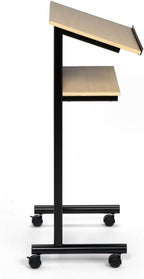 Wheeled Lectern with Storage Shelf Compact Standing Desk