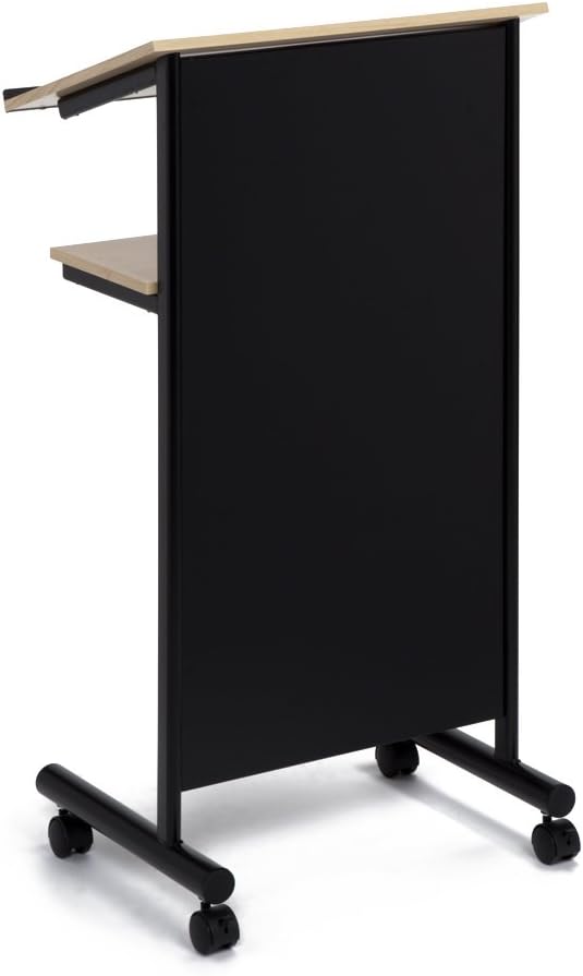 Wheeled Lectern with Storage Shelf Compact Standing Desk