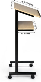 Wheeled Lectern with Storage Shelf Compact Standing Desk