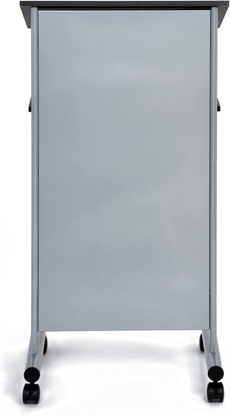 Wheeled Lectern with Storage Shelf Compact Standing Desk