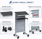 Wheeled Lectern with Storage Shelf Compact Standing Desk