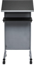 Wheeled Lectern with Storage Shelf Compact Standing Desk