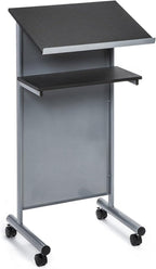 Wheeled Lectern with Storage Shelf Compact Standing Desk