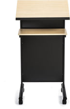 Wheeled Lectern with Storage Shelf Compact Standing Desk