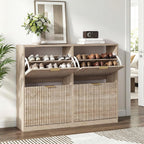 Wide Shoe Cabinet with 4 Flip Drawers Narrow