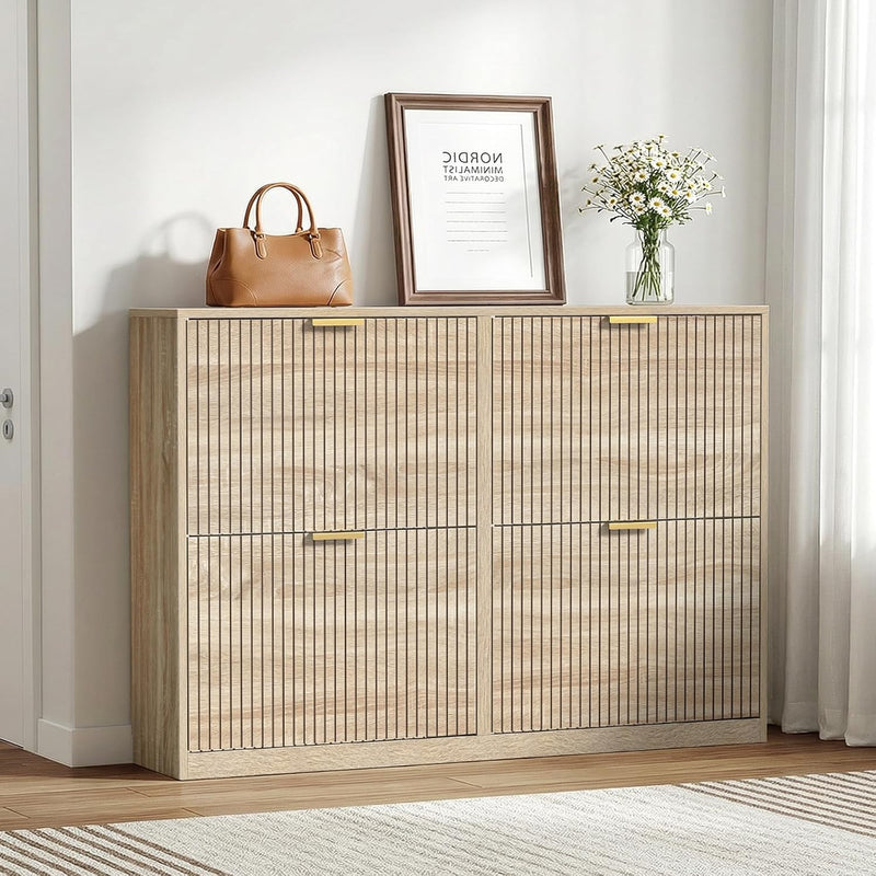 Wide Shoe Cabinet with 4 Flip Drawers Narrow