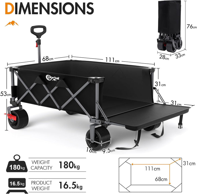 Widened Folding Festival Trolley Xxl with Brakes