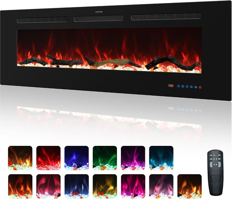 Wifi Electric Fireplace Inserts Recessed and Wall