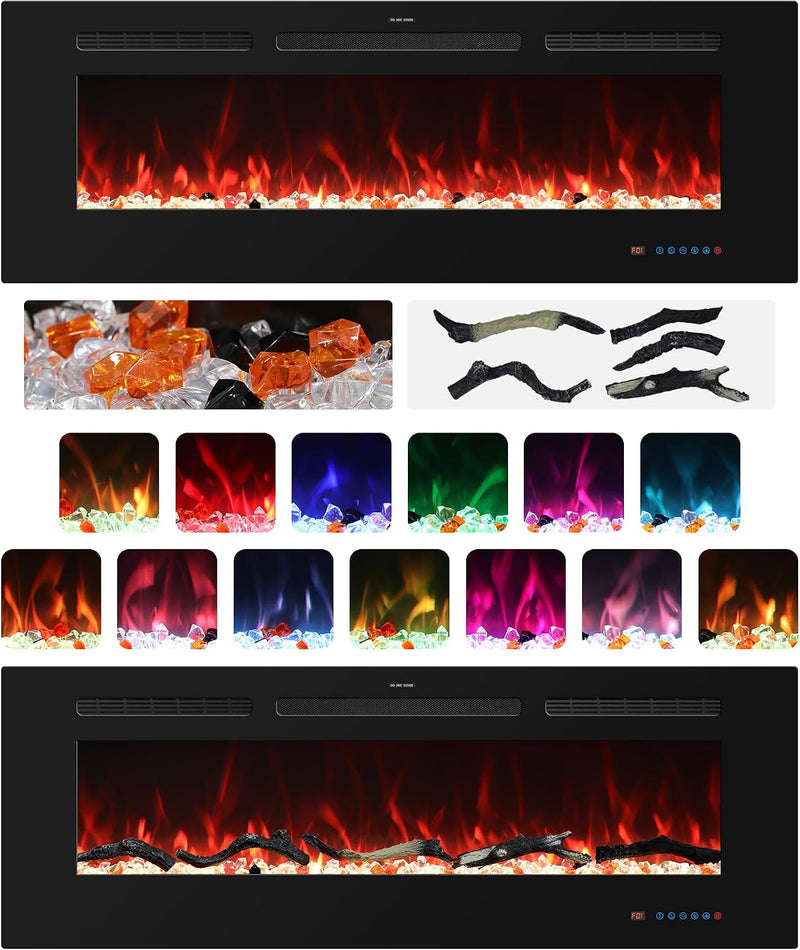 Wifi Electric Fireplace Inserts Recessed and Wall