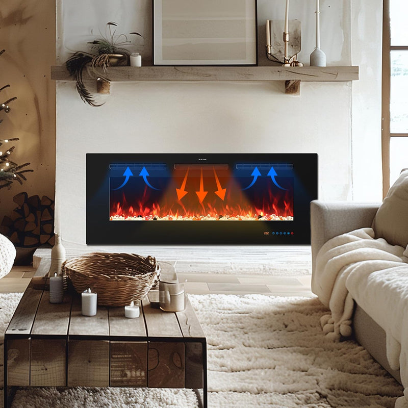 Wifi Electric Fireplace Inserts Recessed and Wall