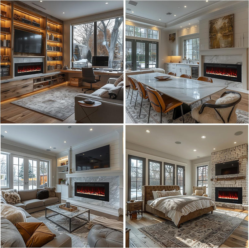 Wifi Electric Fireplace Inserts Recessed and Wall